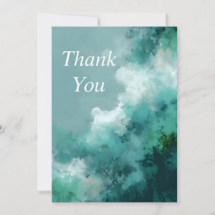Green & White Abstract Paint Thank You Card