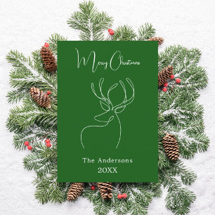 Green white abstract reindeer modern Christmas Holiday Card
