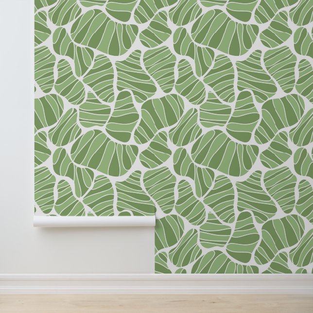 Green & White Abstract Shape Wallpaper paper (Application)