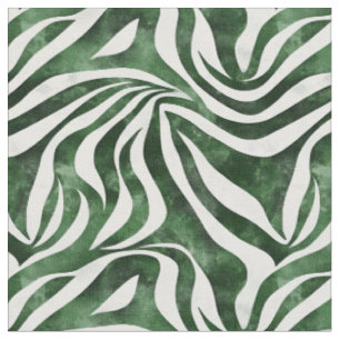 Green & White Abstract Stripes Fabric
