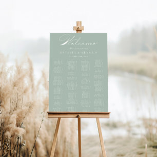 Green White Alphabetical Seating Chart