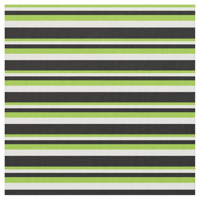 Green, White, and Black Coloured Stripes Fabric (Close Up)