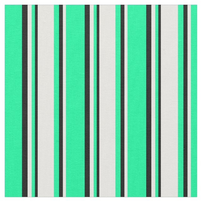 Green, White, and Black Coloured Stripes Fabric (Close Up)
