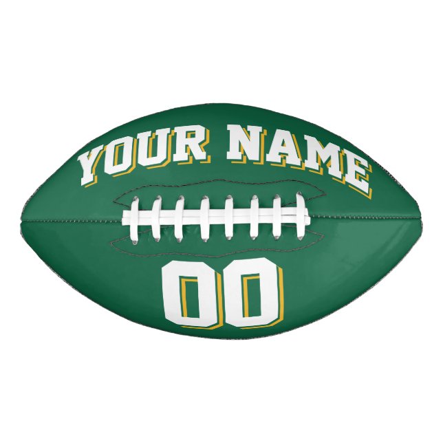 GREEN WHITE AND GOLD Custom Football American Football (Front)