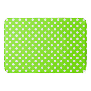 green, white and green polka dots  bath mat
