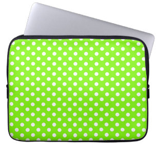 green, white and green polka dots  laptop sleeve