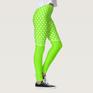 green, white and green polka dots  leggings