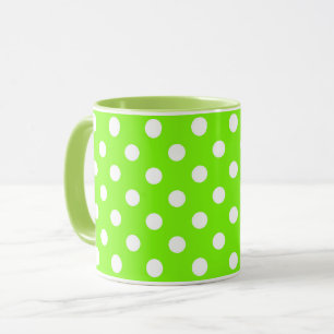 green, white and green polka dots mug