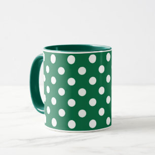green, white and green polka dots mug