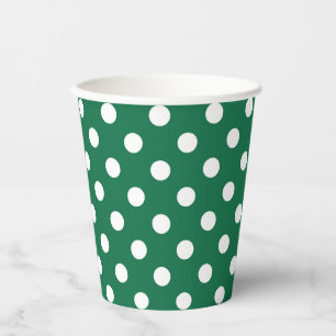 green, white and green polka dots paper cups
