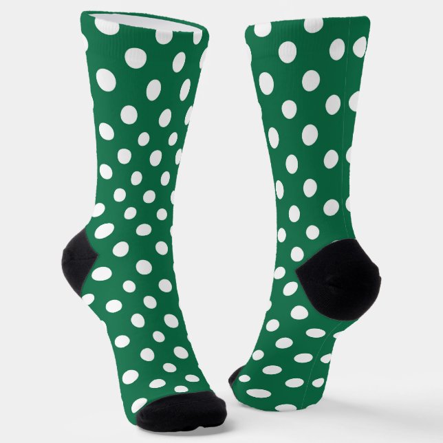 green, white and green polka dots  socks (Angled)