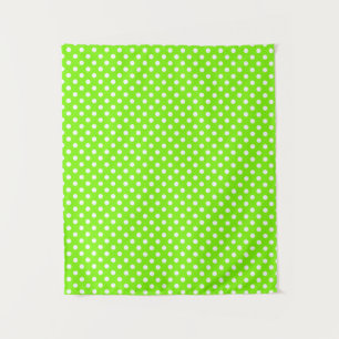 green, white and green polka dots tapestry
