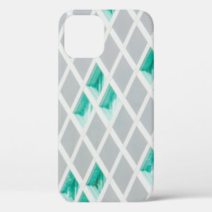 Green, white, and grey illustration iPhone 12 case
