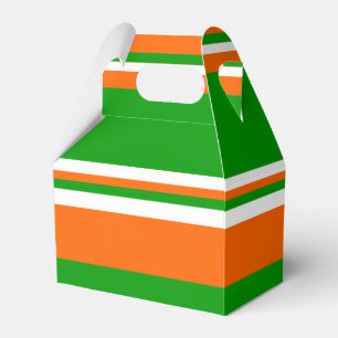 Green, White and Orange Stripes Favour Box