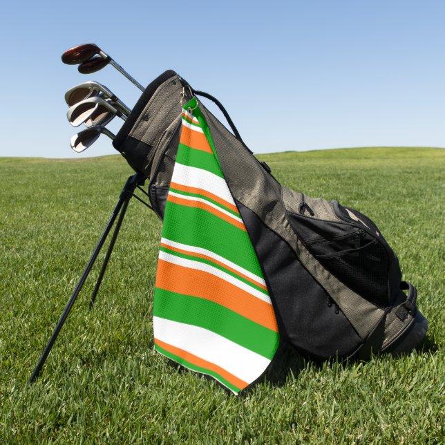 Green, White and Orange Stripes  Golf Towel (Green)
