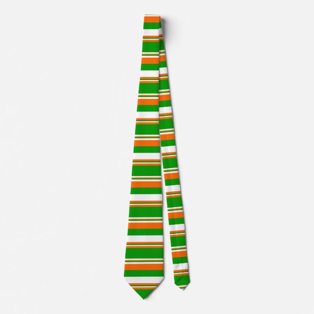 Green, White and Orange Stripes Tie (Front)