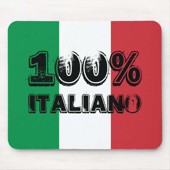 Green White and Red Tricolor 100% Italiano Mouse Mat (Front)