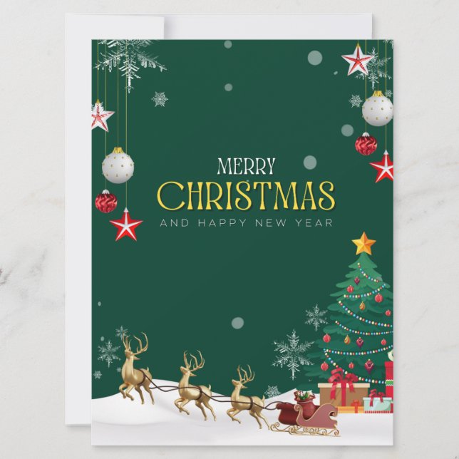 Green White And Yellow Modern Merry Christmas  Holiday Card (Front)