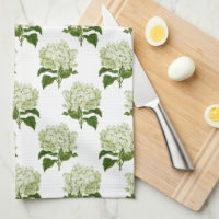Green White Antique Hydrangea Illustration Pattern