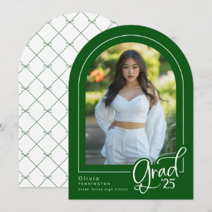 Green White Arch Photo Graduation Announcement