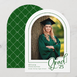 Green White Arch Photo Graduation Announcement
