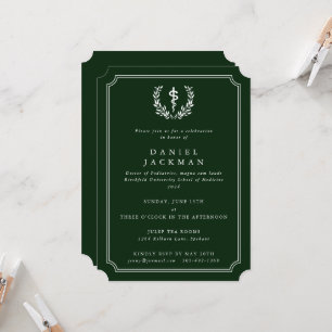 Green/White Asclepius Medical School Graduation Invitation