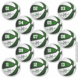 green white basketball custom 13 players names