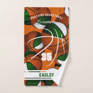 green white basketball team colours athlete name hand towel