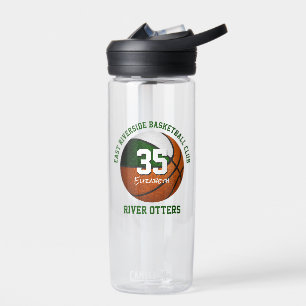 Green white basketball team colours kids sports water bottle