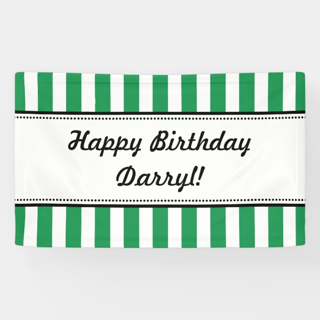 Green White Birthday Banner Stripes (Horizontal)