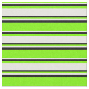 Green, White & Black Striped/Lined Pattern Fabric