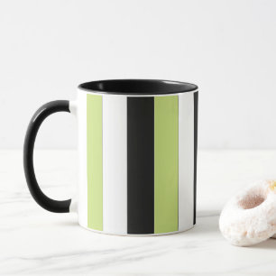 Green White Black Stripes Mug