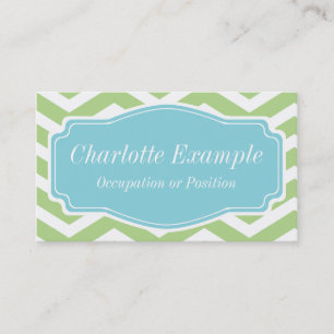 Green White Blue Chevron Personal Business Card