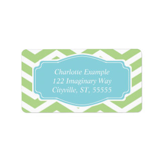 Green White Blue Chevron Personal Label