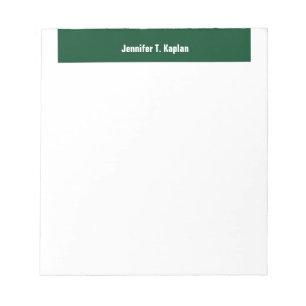 Green White Bold Name Plain Professional Modern Notepad