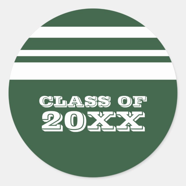 Green/White Bold Stripes Graduation Stickers (Front)