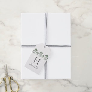 Green & White Botanical Block Print Wedding Gift Tags