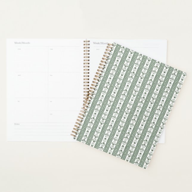Green & White Botanical Block Print Wedding Planner (Display)