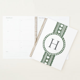 Green & White Botanical Block Print Wedding Planner