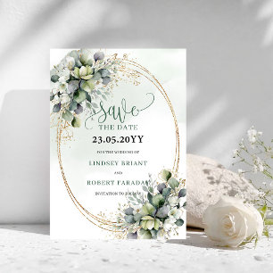 Green White Botanical Watercolor Save The Date