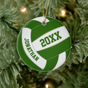 green white boys girls volleyball team colours ceramic tree decoration