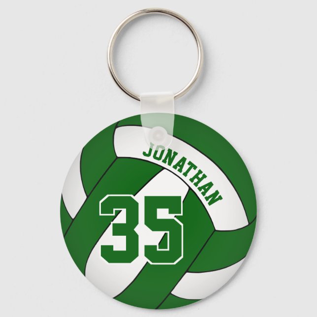green white boys' team colours volleyball key ring (Front)
