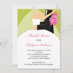 Green & White Bride Bridal Shower Invitation