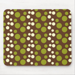 Green White Brown Polka Dots Pattern Mouse Mat