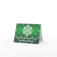 Green & White Business Holiday Thank You Note Card
