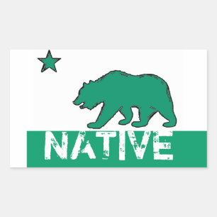 Green white California native state bear stickers