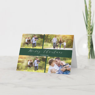Green White Calligraphy Christmas Folded Card