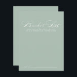 Green White Calligraphy Wedding Bucket List Cards<br><div class="desc">These green white calligraphy wedding bucket list cards are the perfect activity for a rustic wedding reception or bridal shower. The simple and stylish design features classic and fancy script typography in a green background. Change the wording to suit any life event. Bucket list sign is sold separately.</div>