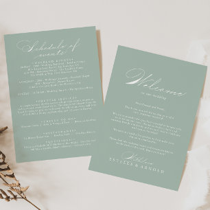 Green White Calligraphy Wedding Welcome Letter