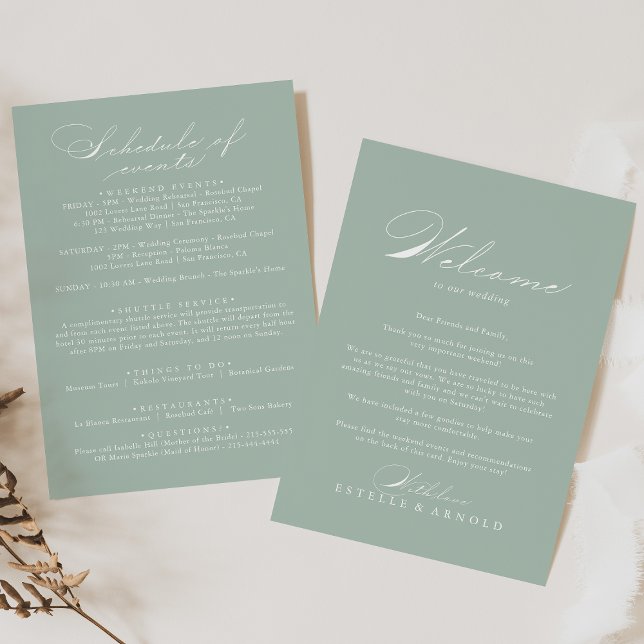 Green White Calligraphy Wedding Welcome Letter (Creator Uploaded)